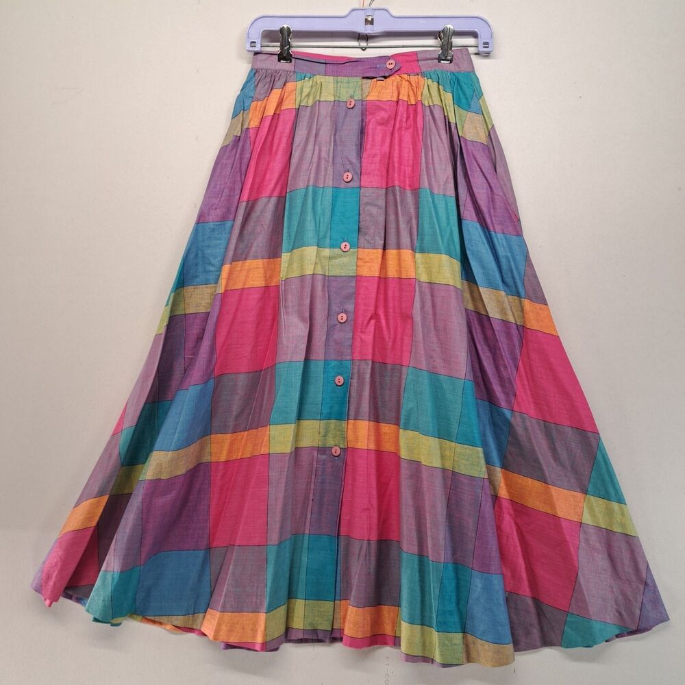 Vintage Long Skirt Lot of 7 Plaid Solid Size 2 XS / S 70s 80s Blake Russ Togs - Picture 9 of 16